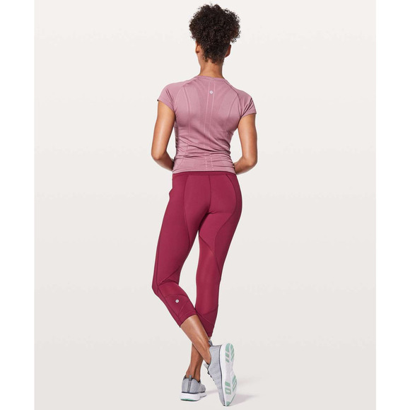 Lululemon Pace Rival Full-On Luxtreme 22" Crop Leggings Ruby Wine Burgundy 4 - Picture 3 of 14
